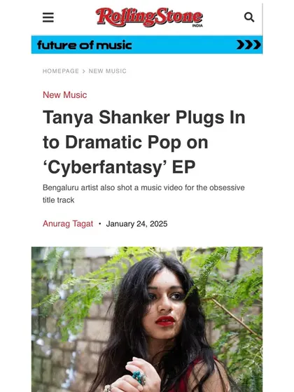 My EP "Cyberfantasy" got a great write-up in Rolling Stone India. The article dives into the dramatic pop sound and the themes of online identity.