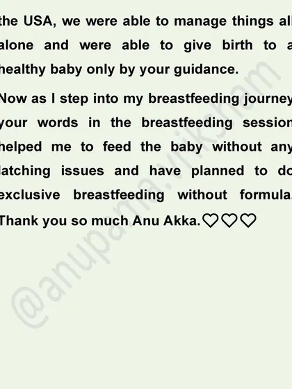 A mother from the USA shares her story of a 19-hour labor. She and her husband managed it all by themselves, using the breathing techniques and massage skills they learned in my classes. Now, she is exclusively breastfeeding with confidence.