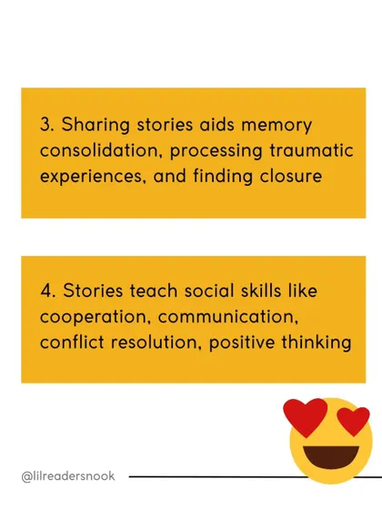 Stories are not just for fun; they are a tool for life. They teach crucial social skills like cooperation, conflict resolution, and positive thinking. They also help process difficult experiences and find closure, which is vital for emotional health.