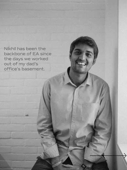 A throwback photo of Nikhil from the early days when we worked out of a basement. He's been the backbone of EA since the beginning.
