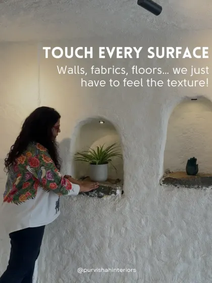 As a designer, I experience spaces with all my senses. I have to touch every surface to feel its texture, whether it's a rough, lime-washed wall or a smooth fabric. This tactile connection to materials is a crucial part of my creative process.