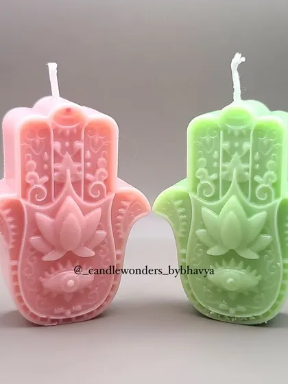 The Hamsa Hand candle is a symbol of protection and strength. I offer these in various colors, and they make a meaningful gift.