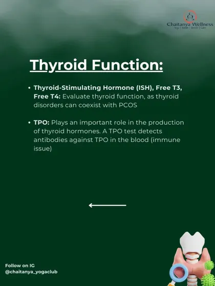 Thyroid Function: We evaluate Thyroid-Stimulating Hormone (TSH), Free T3, and Free T4 because thyroid disorders can coexist with PCOS and have similar symptoms.
