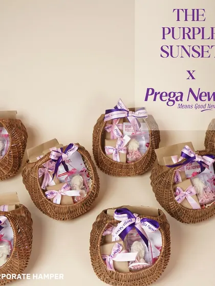 This graphic highlights the Prega News corporate hamper project, showing my capability to handle large-scale, themed gifting for national brands.