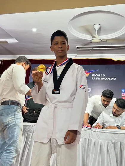 Another champion from our team. His dedication in training paid off with a well-deserved medal at the Taekwondo competition.