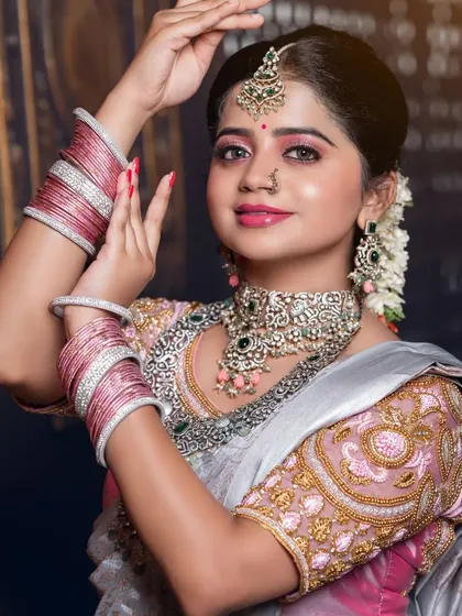Another lovely portrait from the same series, highlighting the delicate makeup and sparkling accessories.