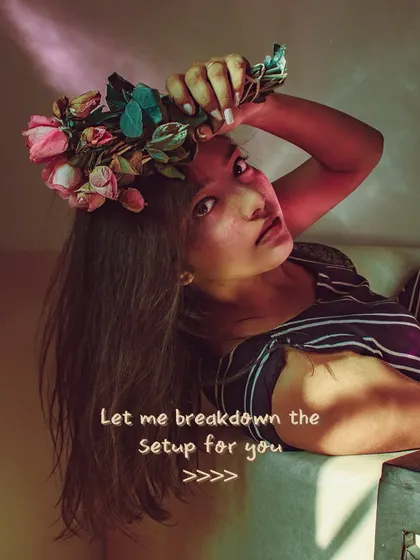 A look behind the scenes of my early self-portrait series. This image breaks down the setup, showing how I used simple things like natural light and wrapping paper to create artistic effects.