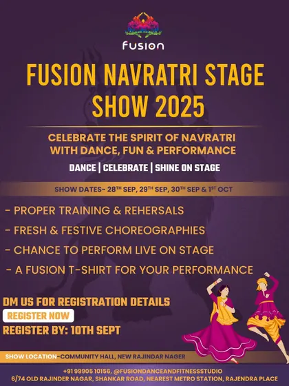 Dance, celebrate, and shine on stage. Be a part of our annual Navratri Stage Show, which includes proper training, rehearsals, and a chance to perform live.