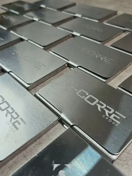 A full view of the batch of corporate card holders, ready to be shipped for an event.