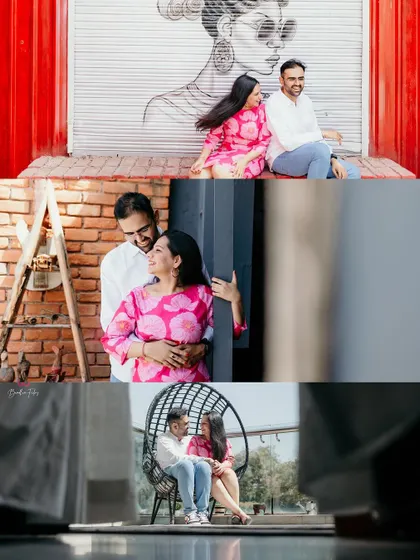 A collage of shots from a location with diverse backdrops, from modern graffiti walls to cozy indoor nooks.