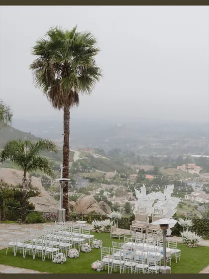 An intimate wedding ceremony setup in the backyard of a San Diego Airbnb. It proves that a destination can be personal and soulful, not just grand.