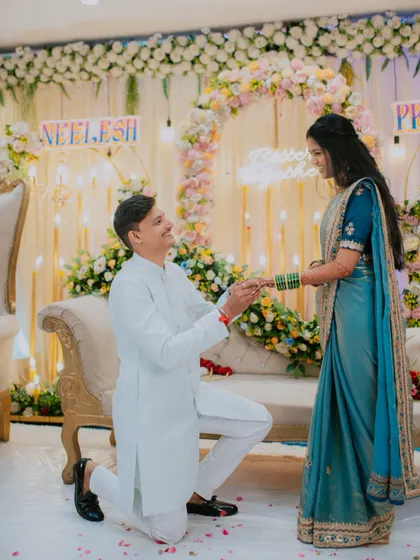 The moment of the proposal during an engagement ceremony. I ensure I am positioned to capture these once-in-a-lifetime events, preserving the emotion and significance of your commitment.