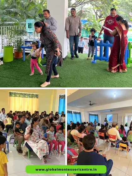 A collage capturing the happy faces and memorable moments from the first day of school, a day filled with games, learning, and new friendships.