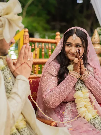 A candid moment during the ceremony. The makeup is designed to be long-lasting and picture-perfect, even through emotional moments.