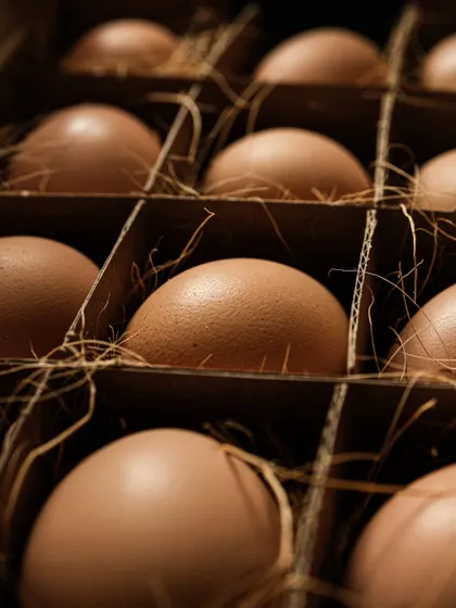 A detailed shot of the eggs from an angle, showing the texture and form.
