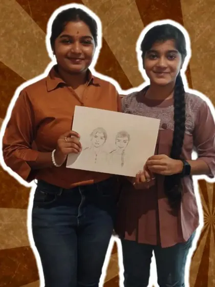 A duplicate image of a custom couple's caricature, perfect for sharing.