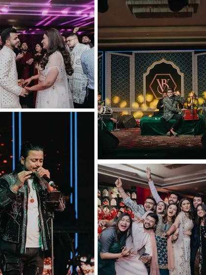 The essence of a Sufi Night. This collage captures the live Qawwali performance, the joyful dancing, and the happy couple soaking in the soulful atmosphere we created.