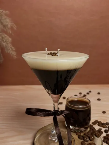 The unlit Espresso Martini candle, a perfect decor piece for any coffee lover's corner. It looks just as good as it smells.