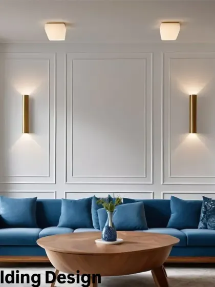 An example of classic wall design using PVC molding. This creates a sophisticated, paneled look that adds a touch of European elegance to the living room.