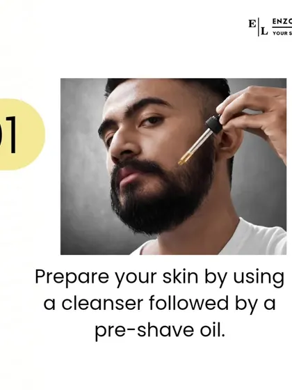 The first step to a perfect shave is preparing your skin. I always start with a gentle cleanser to remove impurities, followed by a pre-shave oil to soften the hair and protect the skin.