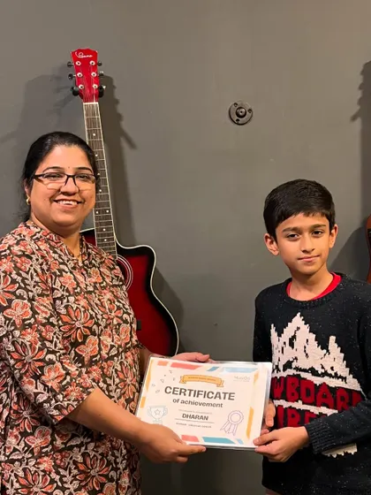 Here is Dharan receiving his certificate of achievement. We love seeing our students' hard work pay off, and his progress was fantastic.