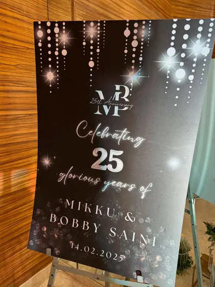 A shot of the welcome board for a 25th anniversary celebration. It's an honor to be a part of such special moments, celebrating glorious years of togetherness.