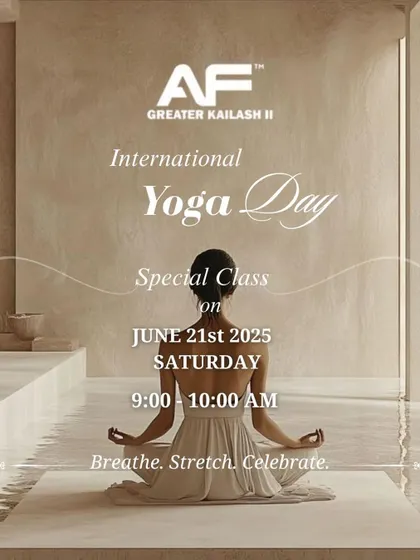 An announcement for our special International Yoga Day class. We invite our community to breathe, stretch, and celebrate the profound impact of yoga on the body and mind.