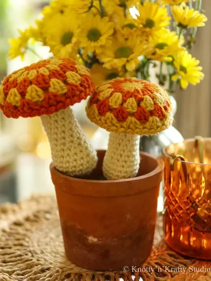 Holding onto the autumn magic with my Granny Striped Mushrooms before we slide into a winter wonderland.