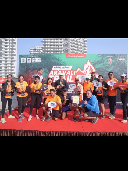 The team on the podium at the Aravali Trail Run. We came, we saw, we conquered.