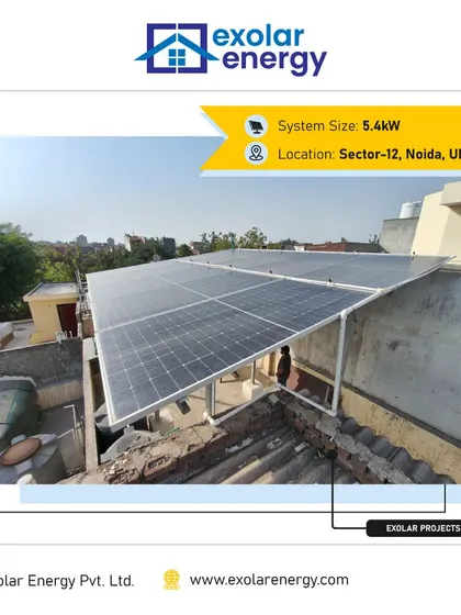 A 5.4 kW project in Sector 12, Noida. Even with limited roof space, we can design a system that delivers significant energy savings and a quick return on investment.