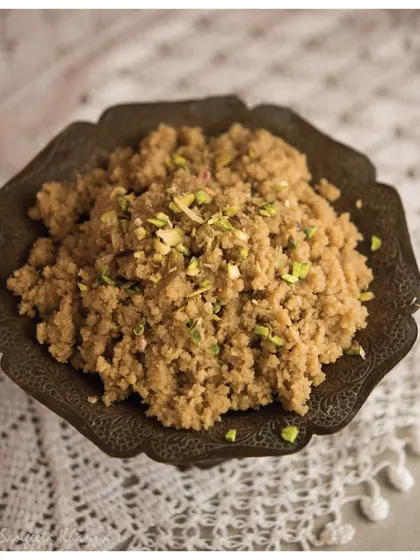 Khas Khas ka Halwa from Benaras, a third-generation recipe tied to a family's poppy farming roots. Made with just three simple ingredients: ghee, poppy seeds, and sugar.