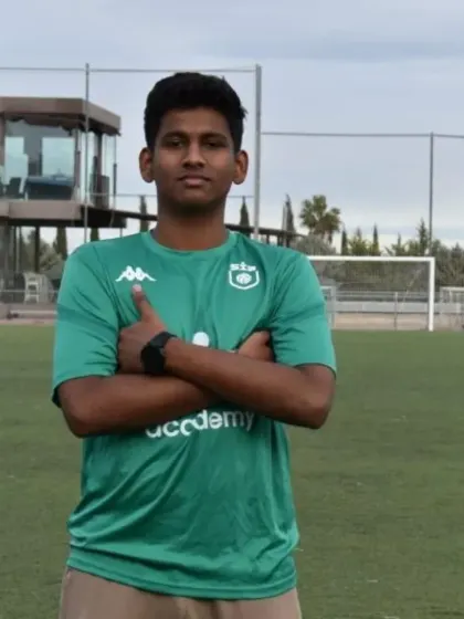 Our goalkeeper Sunay during a training session in Spain, fully focused on his professional development journey.