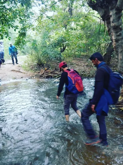 A practical lesson in river crossing. We teach you how to assess the current and cross safely as a team.