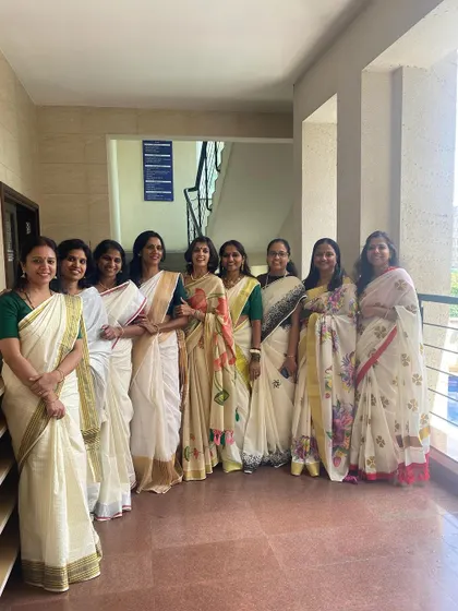 The ladies of my yoga tribe looking beautiful in their sarees for our Onam celebration. Fitness is about more than just workouts; it's about building friendships and celebrating life together.