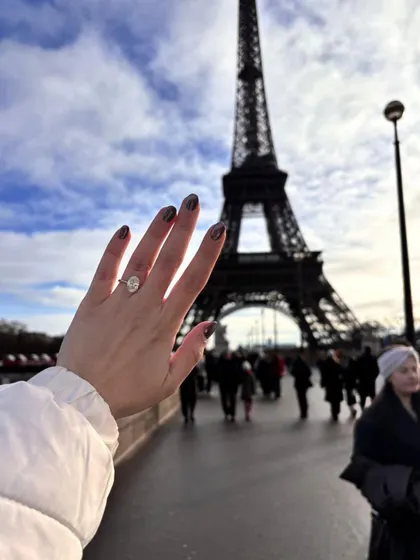 From Mumbai to Paris, a promise is universal. This stunning oval solitaire ring was chosen to mark a beautiful proposal in the city of love, a testament to a love story that will now last forever.