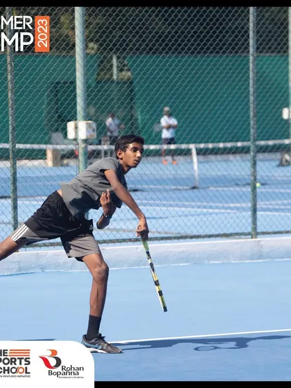 An action shot of a player hitting a backhand during our Residential Summer Camp. We provide an immersive environment for players to improve their game while making new friends.