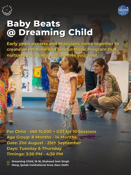 Baby Beats at Dreaming Child, a soulful music program for babies (8-14 months) and their parents, created by early years experts and musicians.
