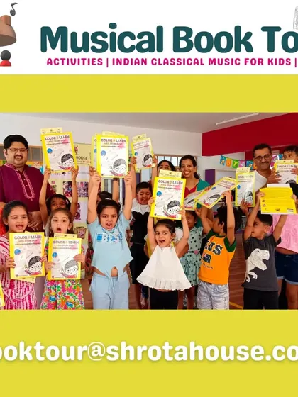 Our happy Shrotas holding up their "Color & Learn" books. It is a joy to see them so excited about the musical instruments of India.