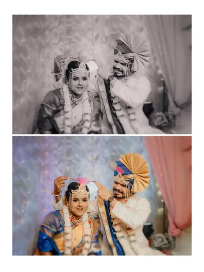 A beautiful moment from the wedding ceremony, presented in both black and white and color. This shows how we can use different editing styles to highlight the emotion of a single moment.