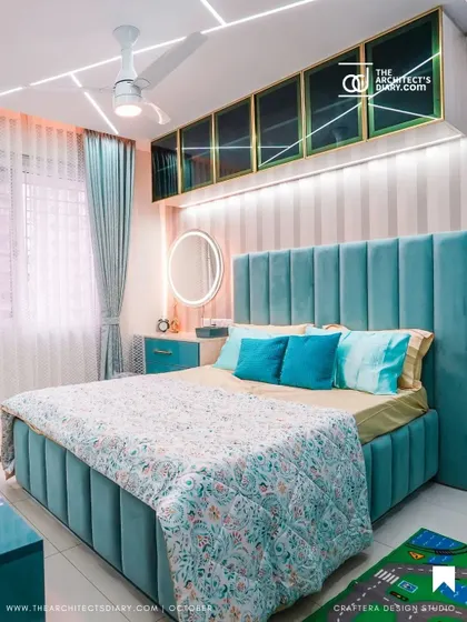 Duplicate images of the beautiful teal and luxurious red-themed bedrooms, offering another look at these popular designs.