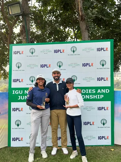 Posing with my students Aahana Kashyap and Naina Kapoor, who both secured runner-up finishes in their respective categories at the IGU Northern India event.