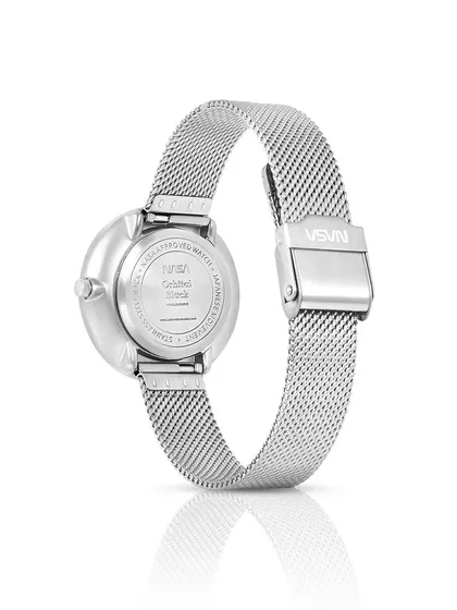 The back view of the wristwatch, showing the clasp and brand engravings, which are crucial details for a discerning customer.