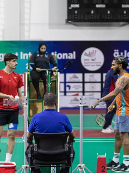 A tense moment during a match at the Egypt International 2024, showing the focus and determination required at this level.