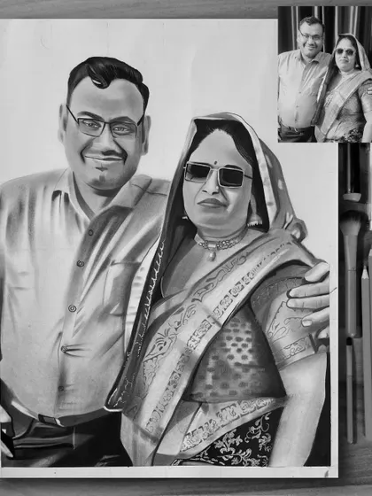 This A3 black and white portrait was a fun one to draw, especially with the sunglasses. It shows that I can capture personality and style even from a simple photograph.