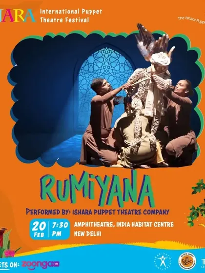 We explore profound philosophical themes through puppetry in our production 'Rumiyana'. This poster captures the spirit of the show, which brings the mystical works of the Sufi poet Rumi to life through puppetry, dance, and music.