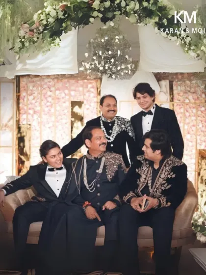 Statesman Hemant Bhati and his family dressed in custom couture for a celebration. Each silhouette reflects my ethos of elevated minimalism and immaculate structure, creating a portrait of poise and legacy.