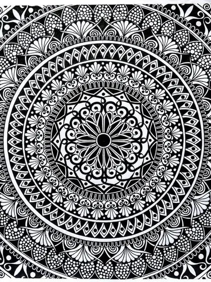 This is one of my large, intricate mandala drawings. Created entirely with fine-liner pens, every pattern and line is drawn by hand. I offer personalized mandala drawings that can incorporate symbols and elements that are meaningful to you.