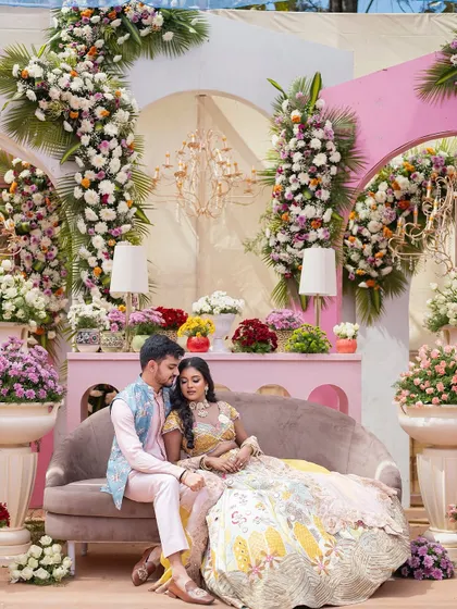 We love working with color to create a specific mood. This pastel-themed decor, filled with soft, romantic florals and elegant furniture, created a dreamy and sophisticated atmosphere that was perfect for the couple's celebration.