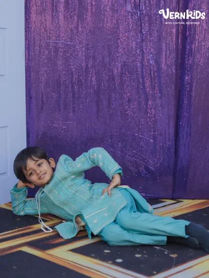 Comfort is key, even in the most regal outfits. Our custom blue sherwani is so comfortable, he can relax and enjoy the party in style.