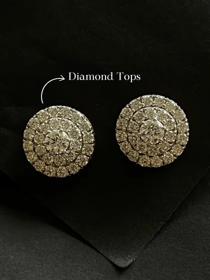 These brilliant diamond tops are a festive season must-have. Their circular, multi-layered design adds a radiant spark to your look, and I can customize them to be detachable.
